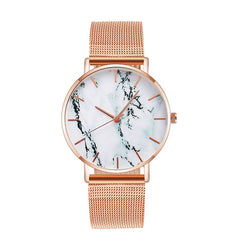 Mode Rose Gold Mesh Band Kreativ Marmor Kvinnlig Armbandsur Lyx Kvinnor Quartz Klockor Presenter Relogio Feminino Drop Shipping